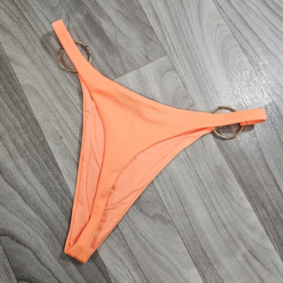 RARE Honey Birdette Athena Neon Orange Swim Thong Bottoms Size M - Picture 2 of 5